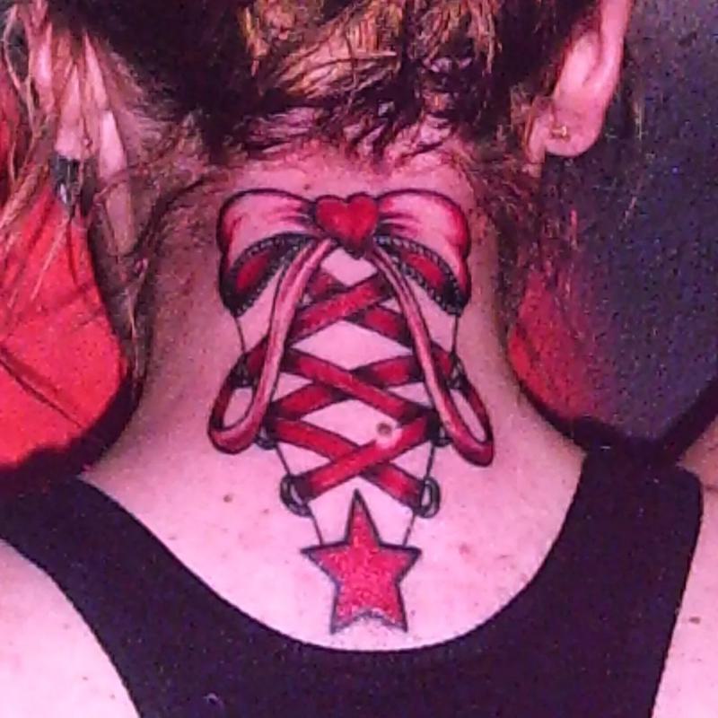 Bow Tattoos on Back of Neck 3