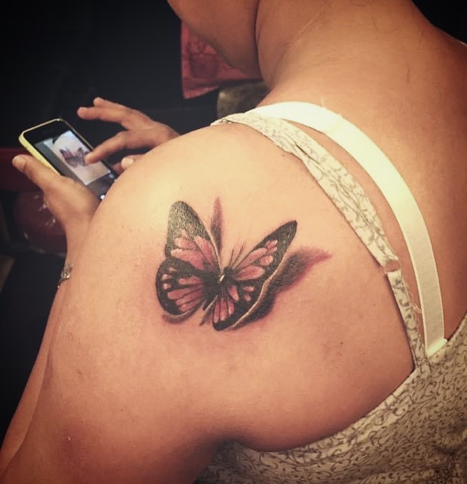Butterfly Shoulder Tattoos for Females 2