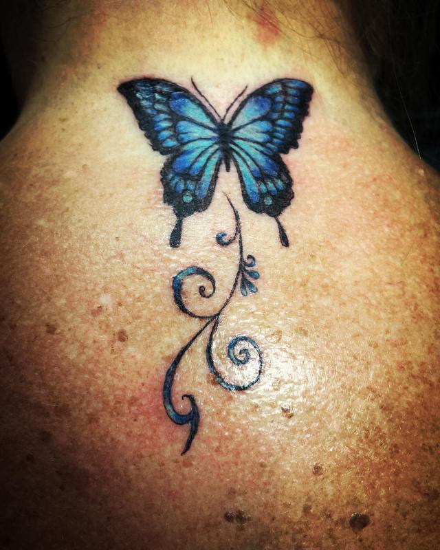 Butterfly Tattoos on The Back of The Neck 3