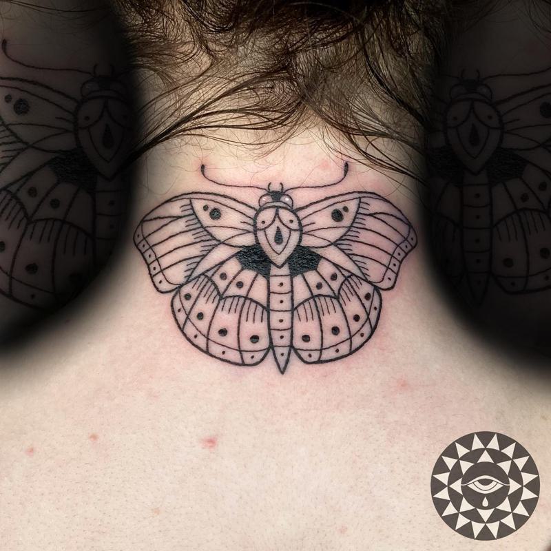 Butterfly Tattoos on The Back of The Neck 5