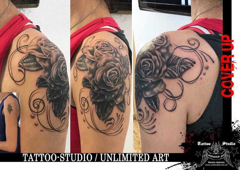 Cover Up Black Rose Tattoo 1
