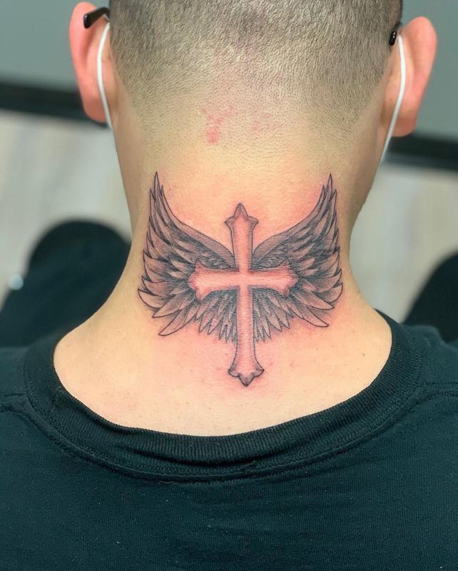 Cross Tattoos on The Back of The Neck 3