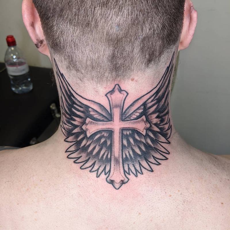 Cross Tattoos on The Back of The Neck 4