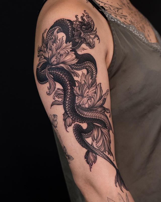 Dragon Shoulder Tattoos for Women 3