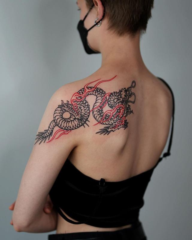 Dragon Shoulder Tattoos for Women 4