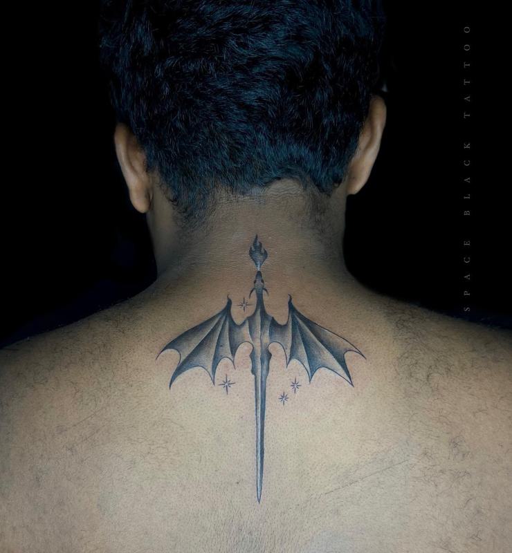 Dragon Tattoo Back of Neck 1