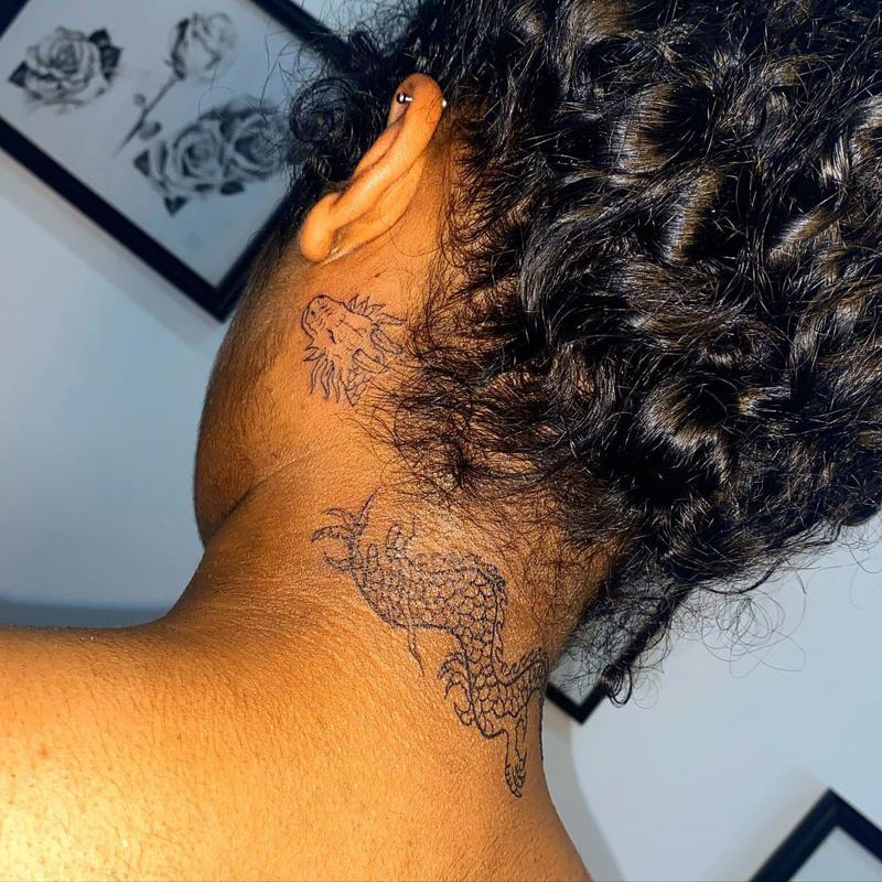 Dragon Tattoo Back of Neck 2