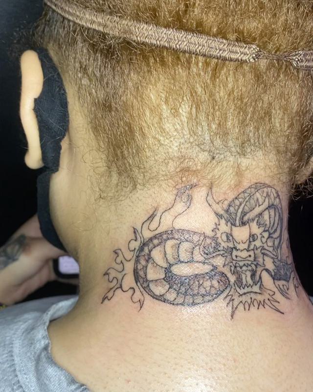 Dragon Tattoo Back of Neck 3