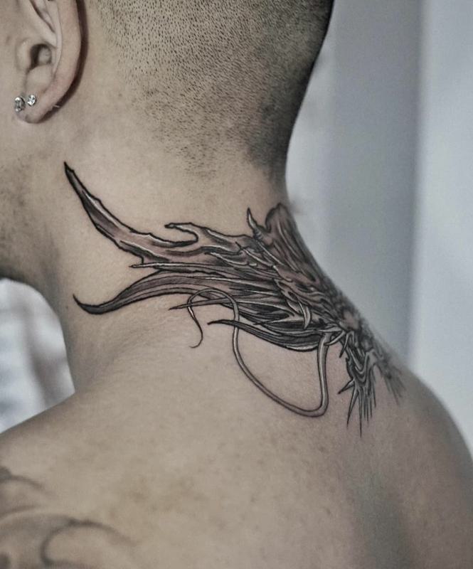 Dragon Tattoo Back of Neck 4