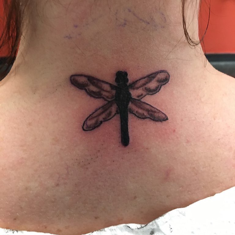 Dragonfly Tattoo Back of Neck 2