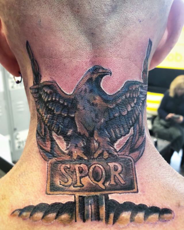 Eagle Tattoo on Back of Neck 4