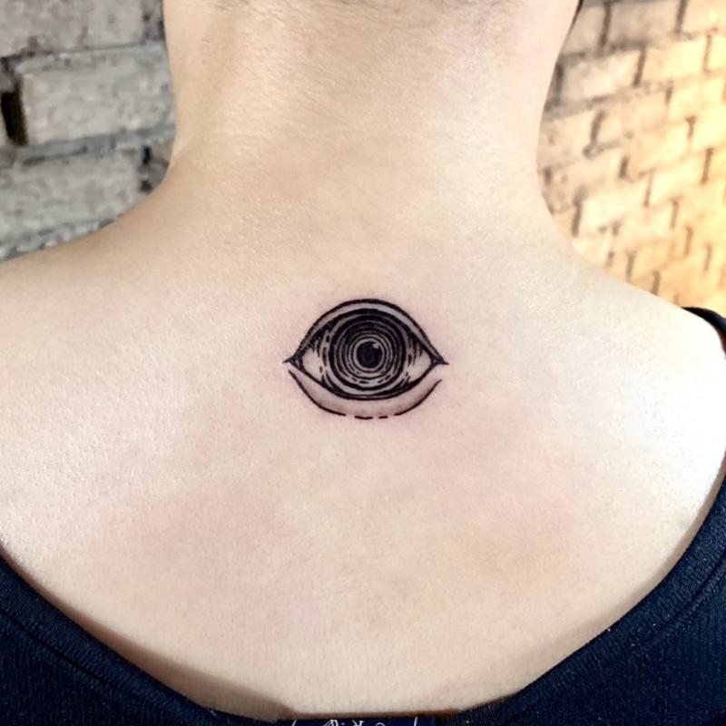 Evil Eye Tattoo Back of Neck 2