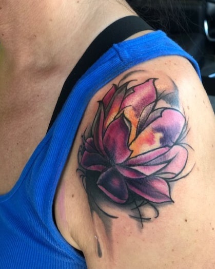 Shoulder Cap of Dogwood Flowers- Instagram @MichaelBalesArt by Michael  Bales: TattooNOW