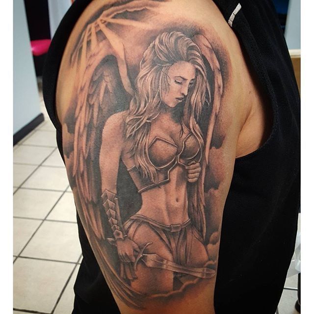 Female Protector Guardian Angel Tattoo 3