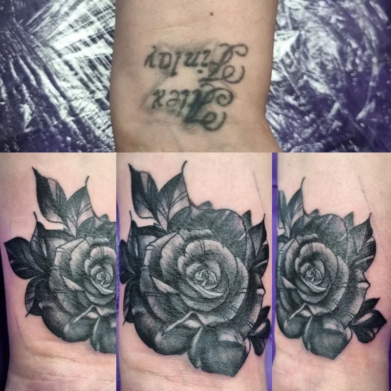 Grey and Black Rose Tattoo 1