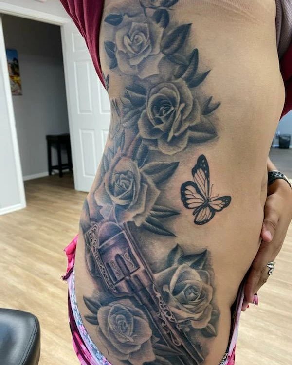 Grey and Black Rose Tattoo 2