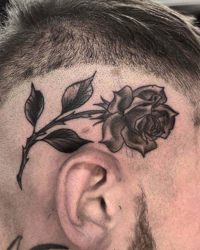 Grey and Black Rose Tattoo 4
