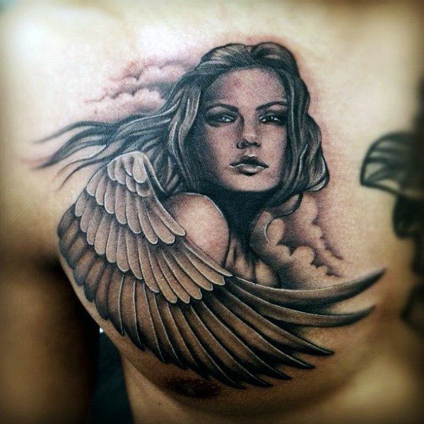 Guardian Angel Tattoo Chest 1