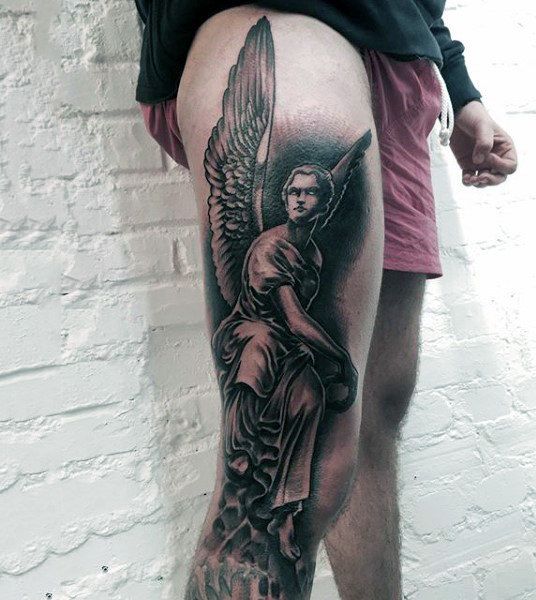 Guardian Angel Thigh Tattoos 2