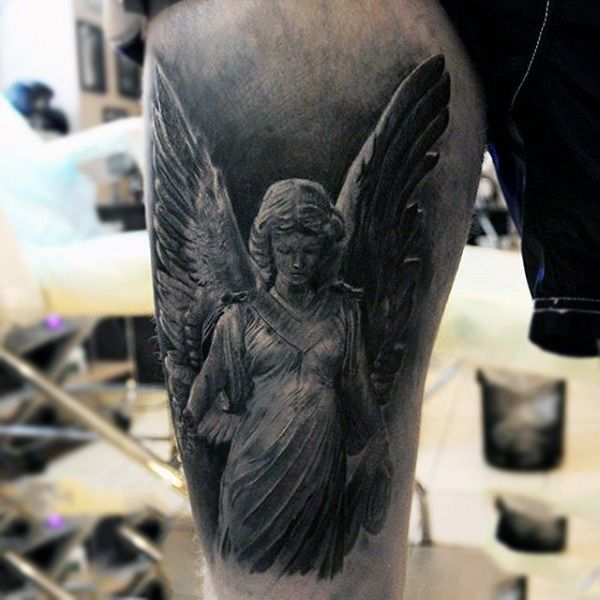 Guardian Angel Thigh Tattoos 3