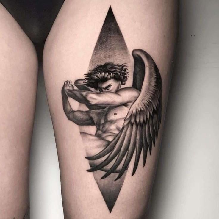 Guardian Angel Thigh Tattoos 4