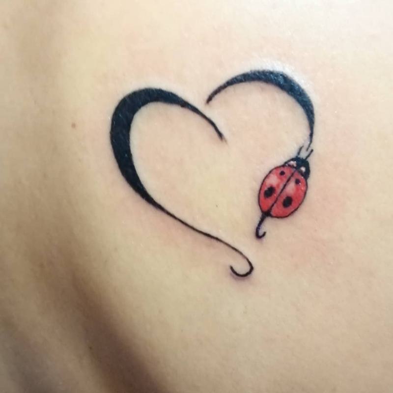 Heart Ladybug Tattoo 2
