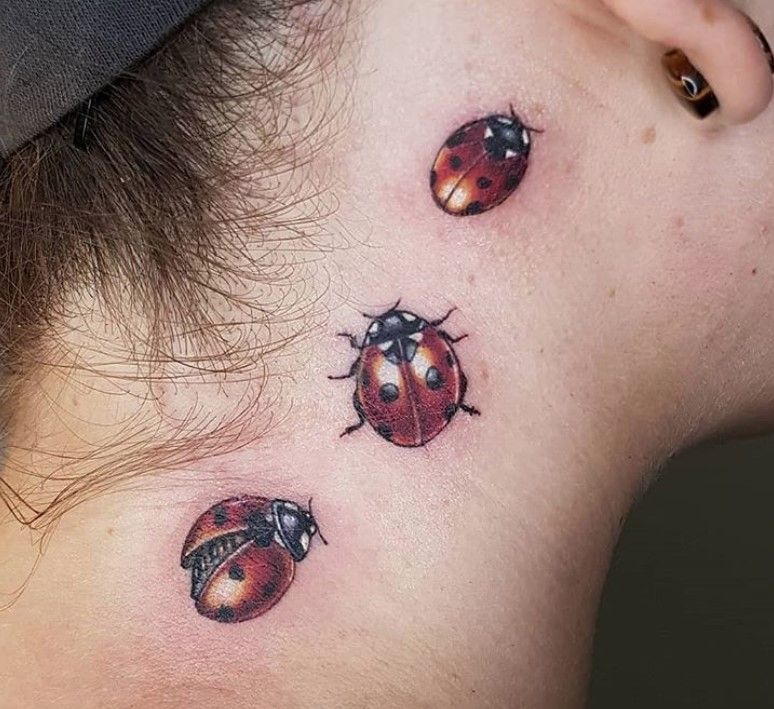 Ladybug Tattoo on Neck 2