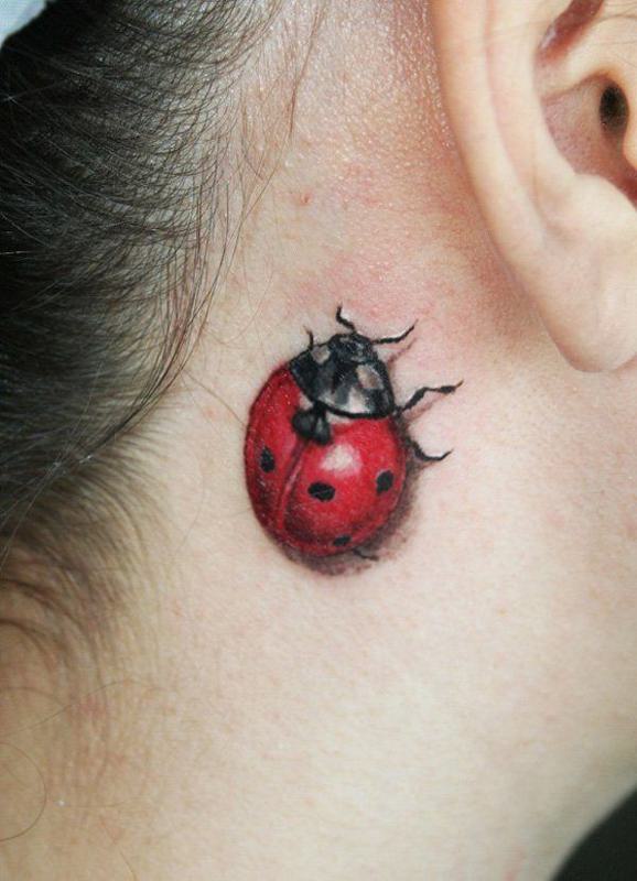 Ladybug Tattoo on Neck 3