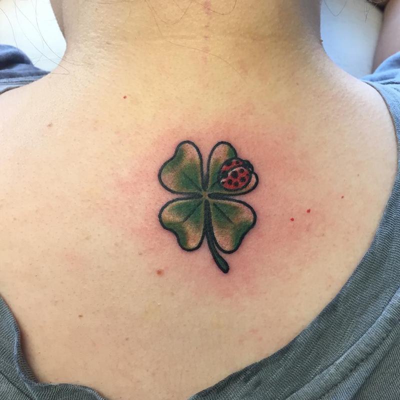 Ladybug on Leaf Tattoo 2