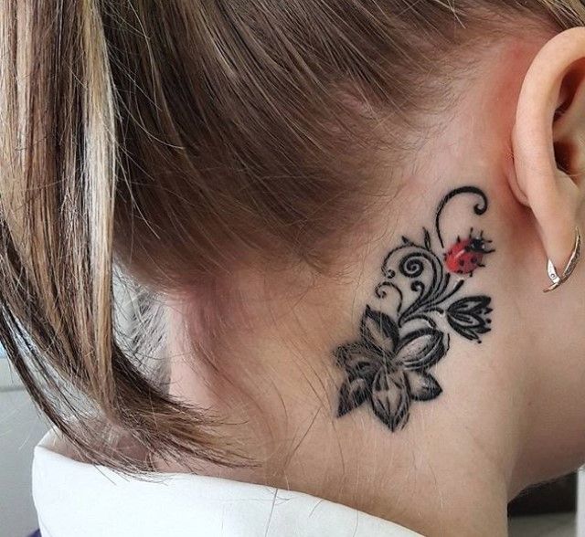 Ladybug Tattoo with Flowers 3