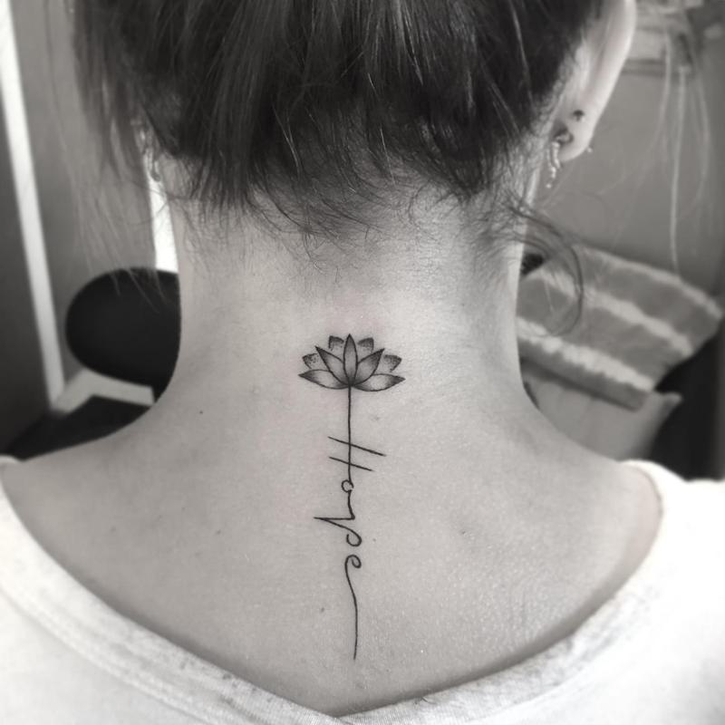 Lotus Flower Tattoo Back of Neck 3