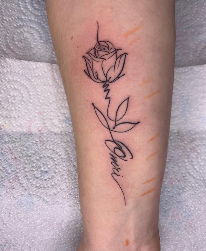 Minimalist Black Rose Tattoo 2