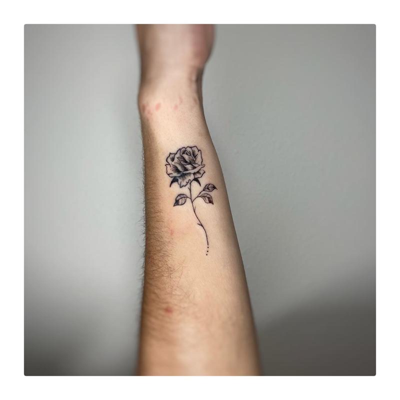 Minimalist Black Rose Tattoo 4