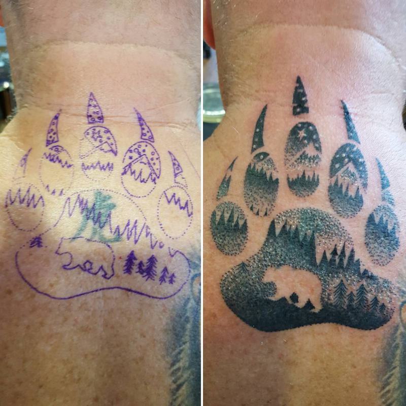 Mountain Bear Paw Tattoo 1