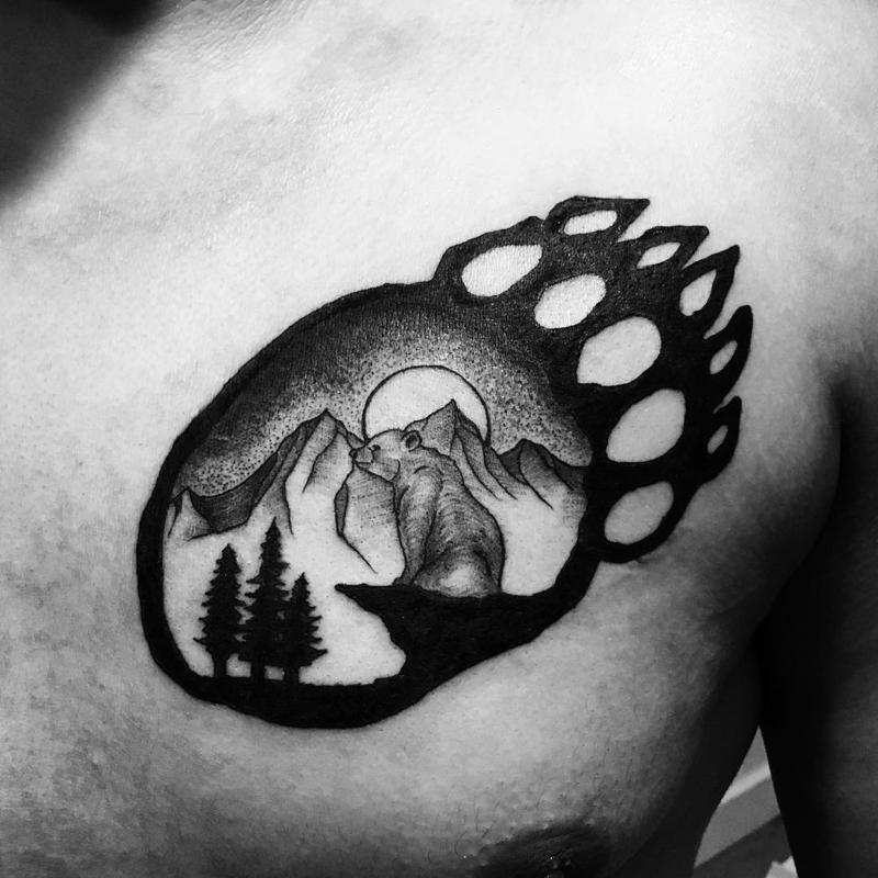 Mountain Bear Paw Tattoo 2