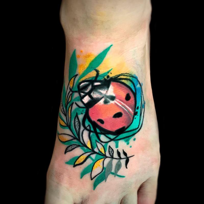 Neo-traditional Ladybug Tattoo 2