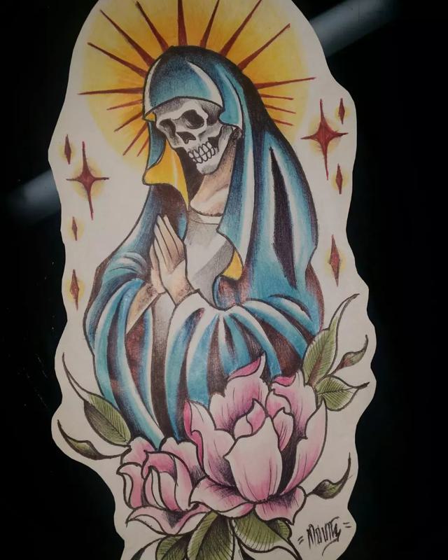 Praying Hands Santa Muerte Tattoo 3