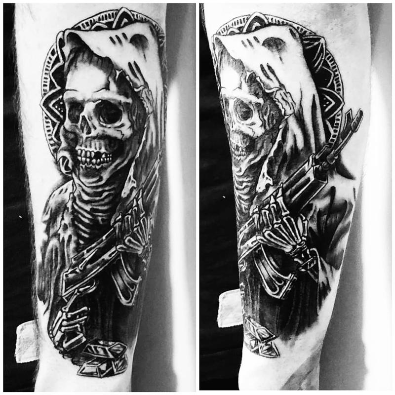 Santa Muerte Tattoo Sleeve 1