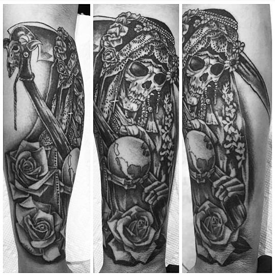 Santa Muerte Tattoo Sleeve 2