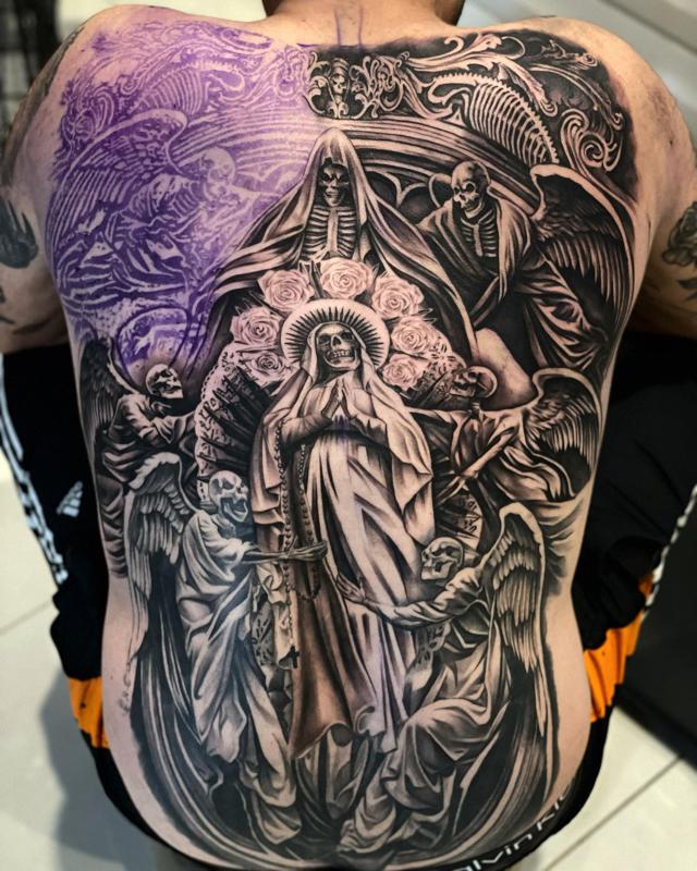 Santa Muerte Tattoo on Back 3