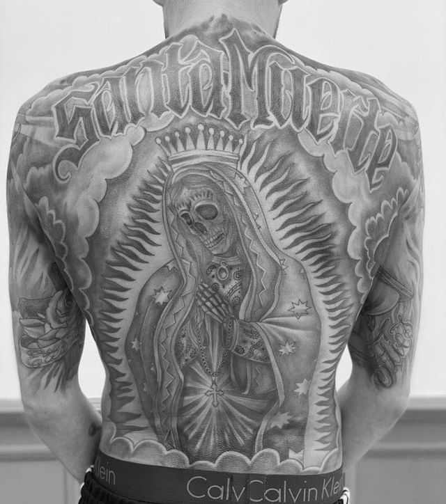 Santa Muerte Tattoo on Back 4