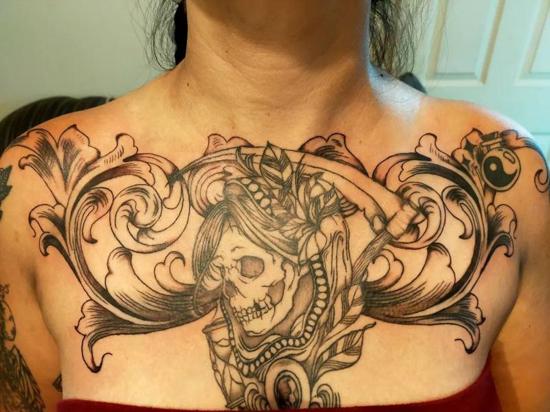 Santa Muerte Tattoo on Chest 2