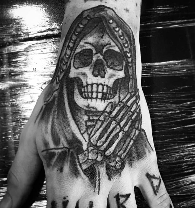 Santa Muerte Tattoo on Hand 2