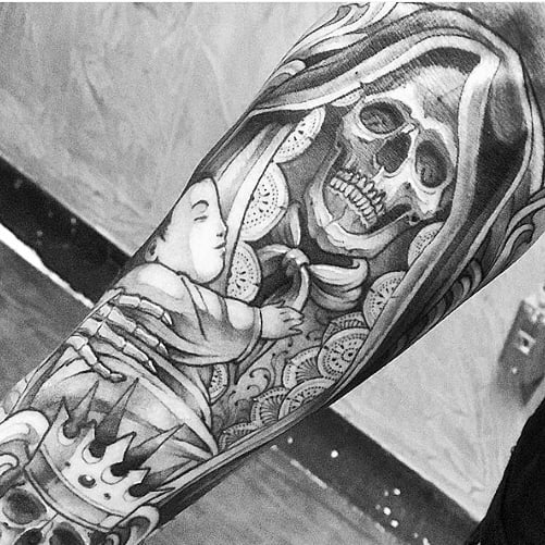 Santa Muerte Tattoo on Hand 3