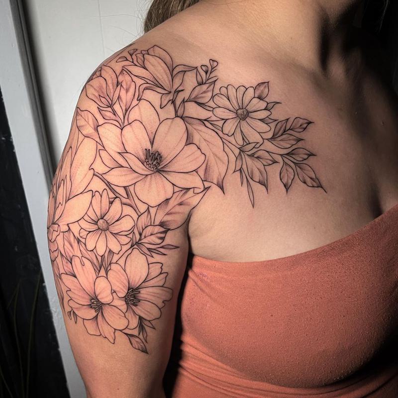Shoulder and Half Sleeve Tattoo for Females 2