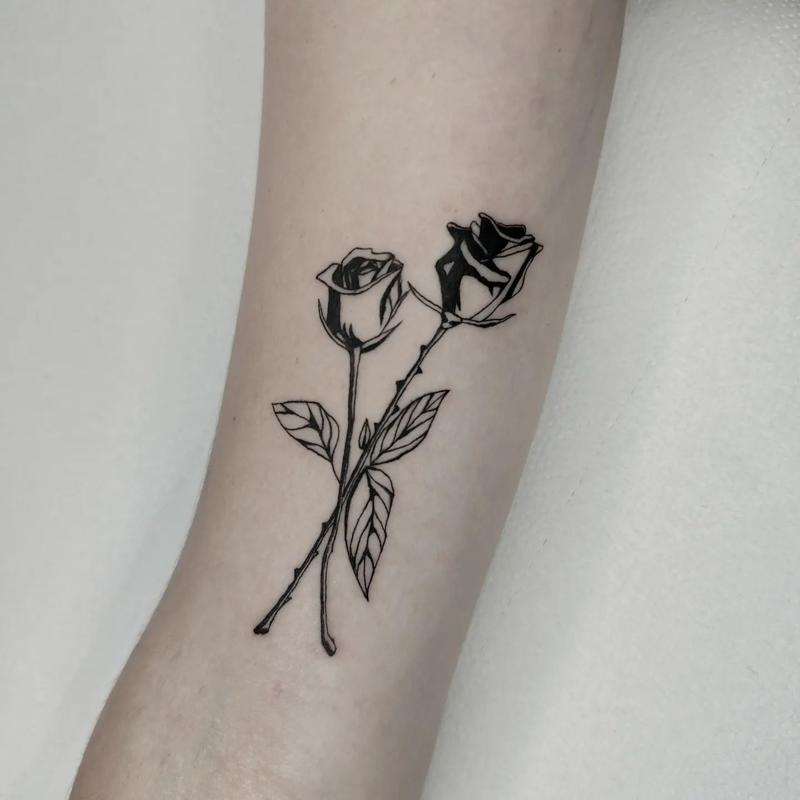 Simple Black Rose Tattoo 2