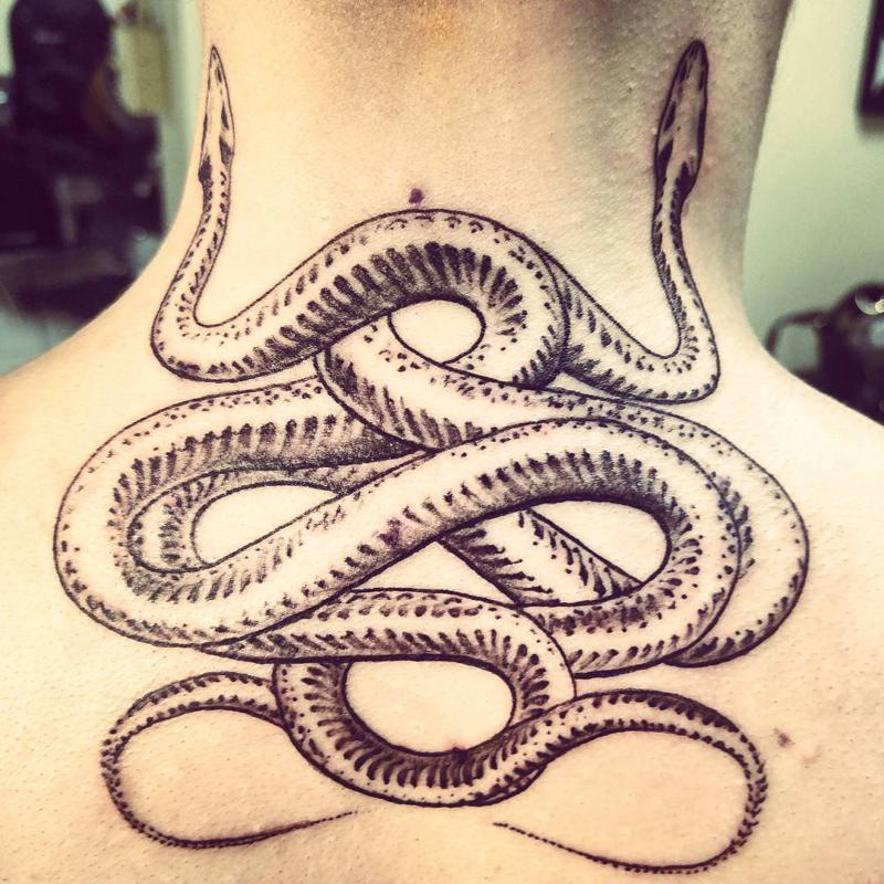 Snake Tattoo Back of Neck 2