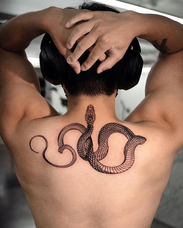 Snake Tattoo Back of Neck 3