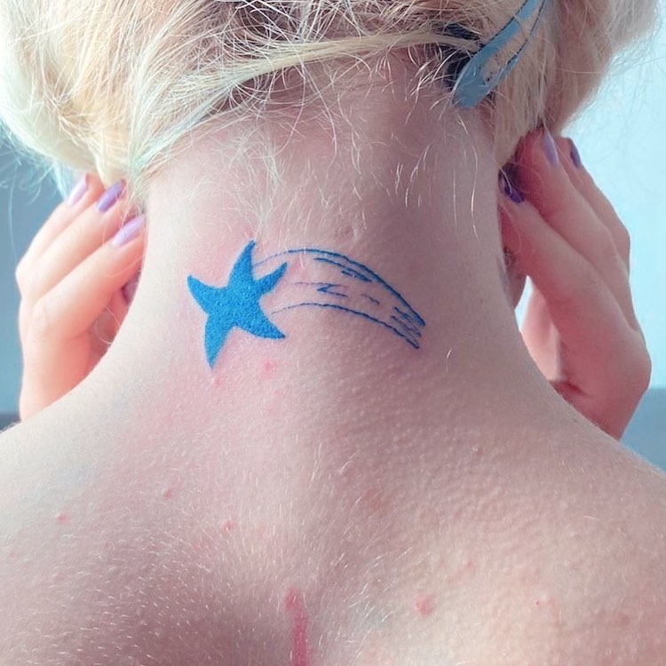 Star Tattoo Back of Neck 2