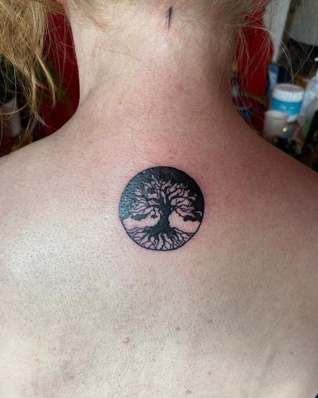 Tree Tattoos on Back of Neck 2